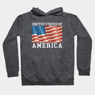 United States of America USA Flag Closed Up and Text Retro Vintage Look Hoodie